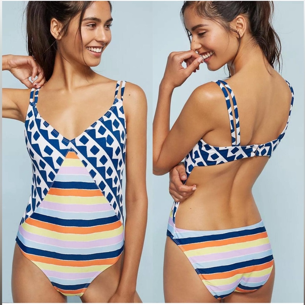 NWT Anthropologie Allihop Double Strap One Piece Swimsuit $118 Size XL